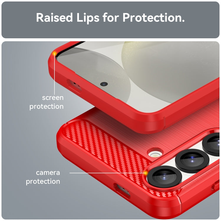 For Samsung Galaxy S25 5G Carbon Fiber Brushed Texture TPU Phone Case
