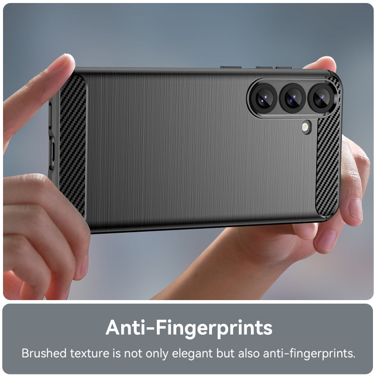 For Samsung Galaxy S25+ 5G Carbon Fiber Brushed Texture TPU Phone Case