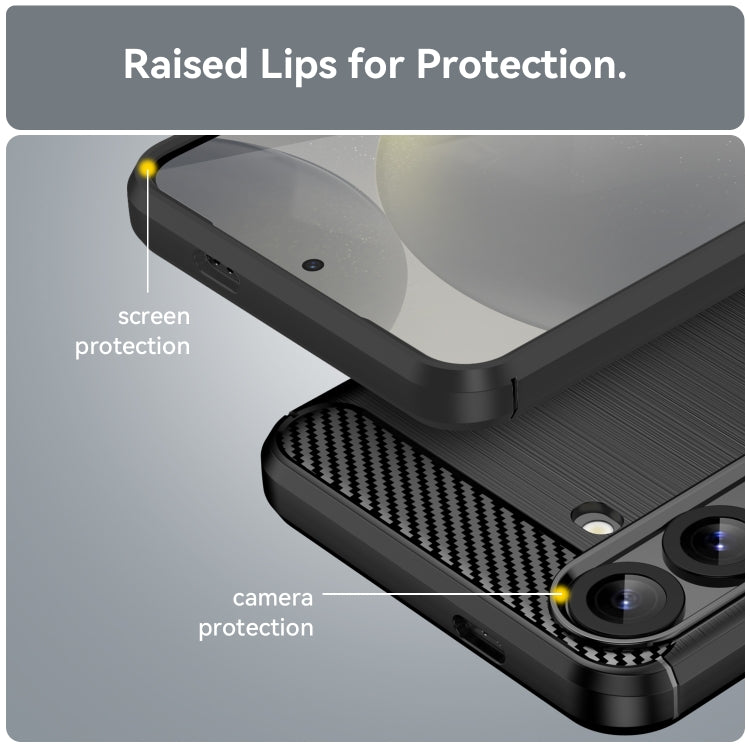For Samsung Galaxy S25+ 5G Carbon Fiber Brushed Texture TPU Phone Case
