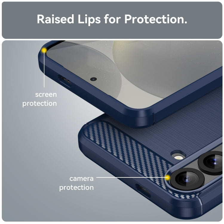 For Samsung Galaxy S25+ 5G Carbon Fiber Brushed Texture TPU Phone Case