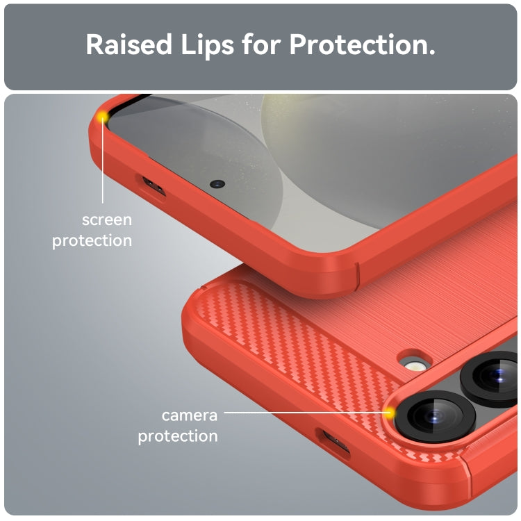 For Samsung Galaxy S25+ 5G Carbon Fiber Brushed Texture TPU Phone Case
