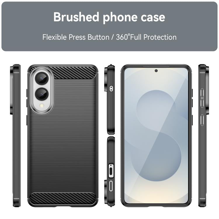For Samsung Galaxy S25 Edge 5G Carbon Fiber Brushed Texture TPU Phone Case