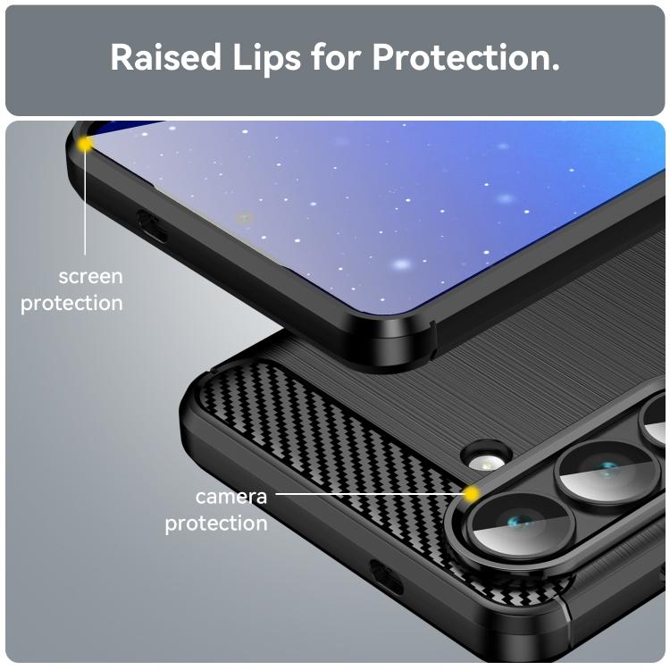 For Samsung Galaxy S26+ 5G Carbon Fiber Brushed Texture TPU Phone Case