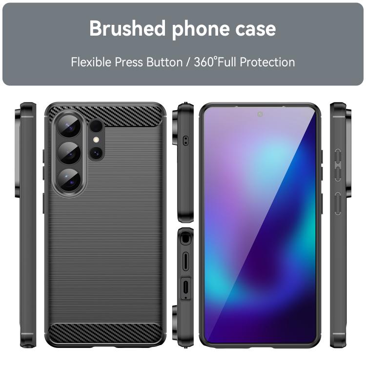 For Samsung Galaxy S26 Ultra 5G Carbon Fiber Brushed Texture TPU Phone Case
