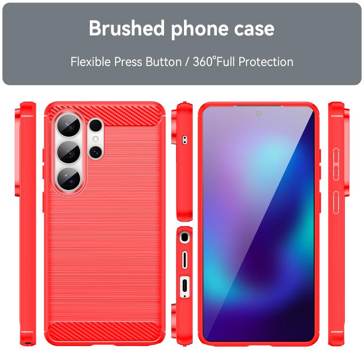 For Samsung Galaxy S26 Ultra 5G Carbon Fiber Brushed Texture TPU Phone Case