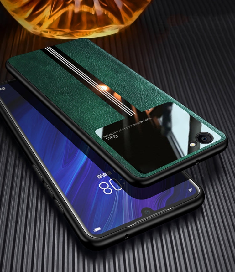 For Vivo Y66 Leather Texture PU + Glass + TPU Shockproof Protective Case