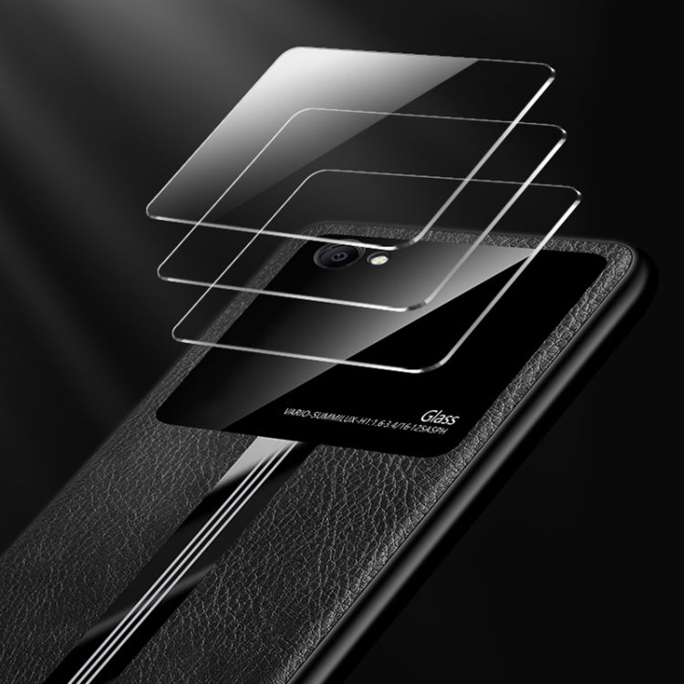 For Vivo Y66 Leather Texture PU + Glass + TPU Shockproof Protective Case