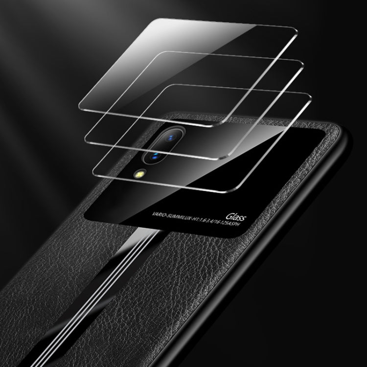 For Vivo Y97 Leather Texture PU + Glass + TPU Shockproof Protective Case