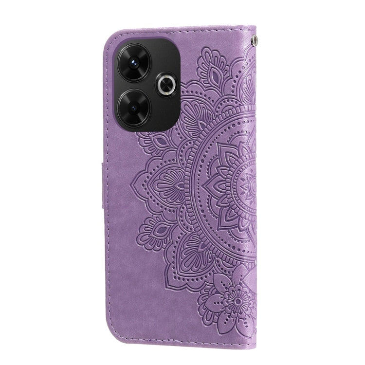 For Redmi 13 4G / Redmi Note 13R Seven-petal Flowers Embossing Leather Phone Case