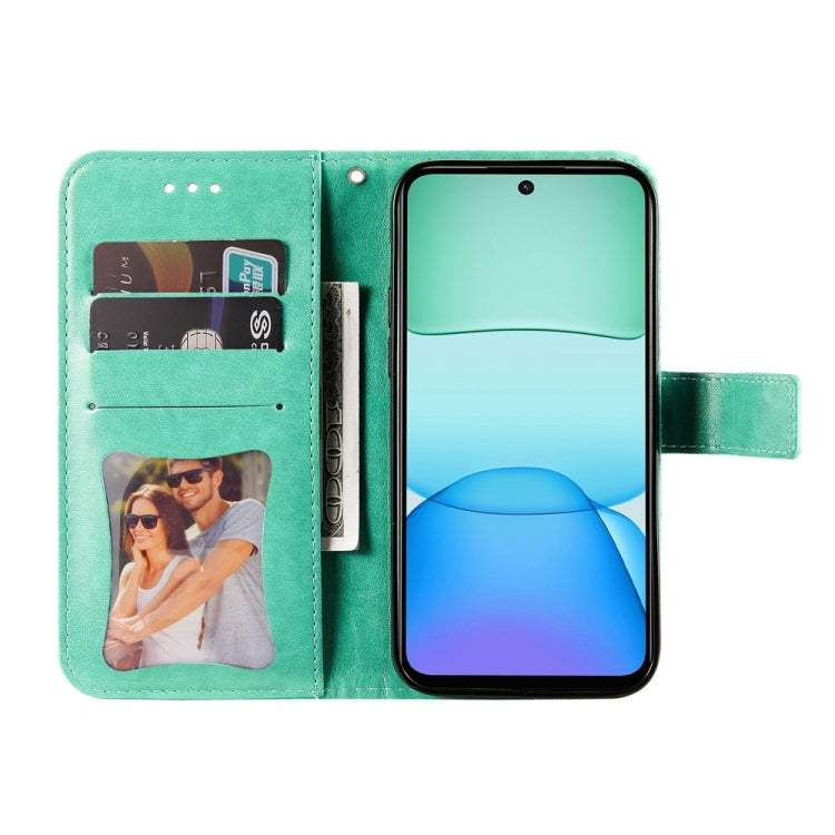 For Redmi 13 4G / Redmi Note 13R Seven-petal Flowers Embossing Leather Phone Case