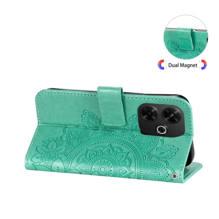 For Redmi 13 4G / Redmi Note 13R Seven-petal Flowers Embossing Leather Phone Case
