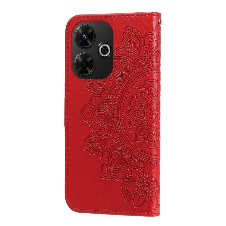 For Redmi 13 4G / Redmi Note 13R Seven-petal Flowers Embossing Leather Phone Case