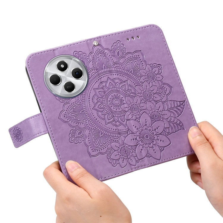 For Redmi 14C 4G Seven-petal Flowers Embossing Leather Phone Case