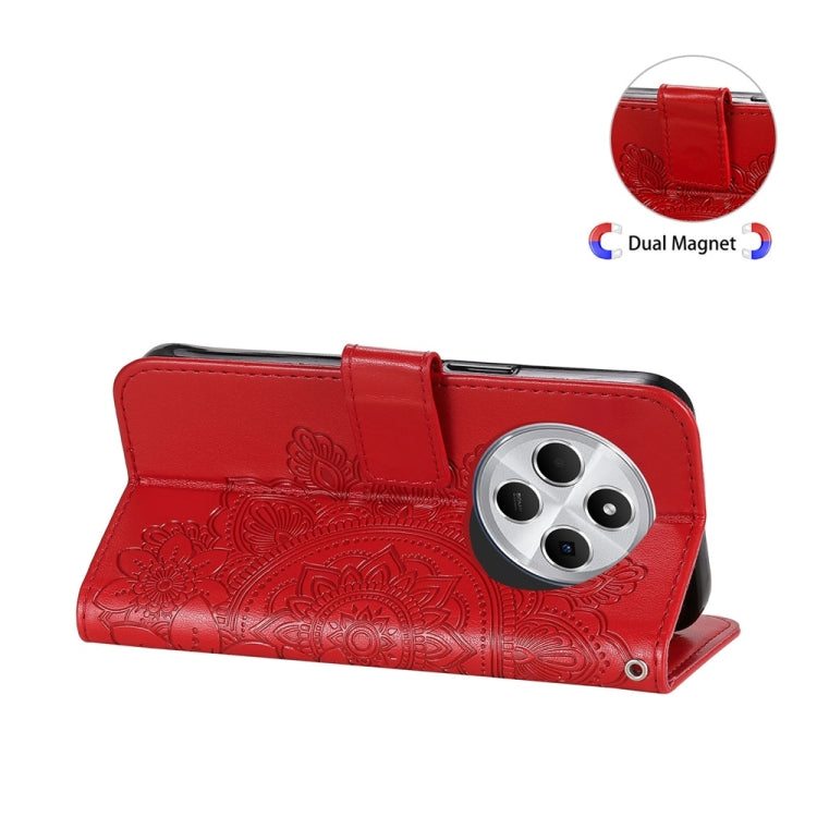 For Redmi 14C 4G Seven-petal Flowers Embossing Leather Phone Case