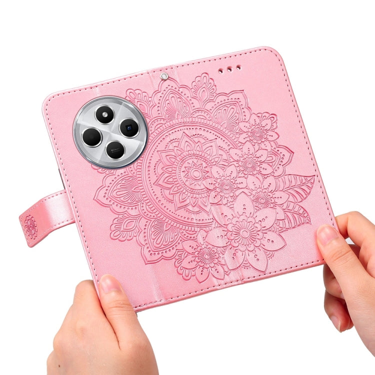 For Redmi 14C 4G Seven-petal Flowers Embossing Leather Phone Case