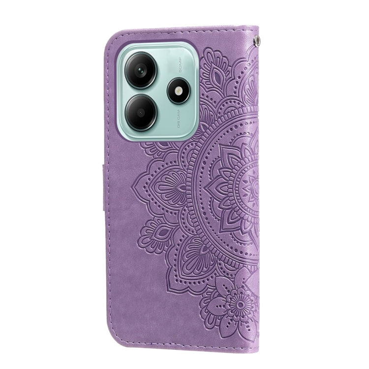For Redmi Note 14 5G Seven-petal Flowers Embossing Leather Phone Case