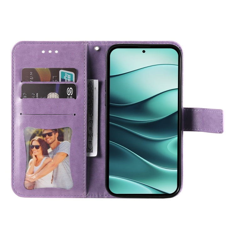 For Redmi Note 14 5G Seven-petal Flowers Embossing Leather Phone Case