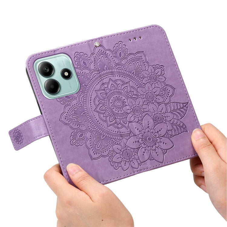 For Redmi Note 14 5G Seven-petal Flowers Embossing Leather Phone Case