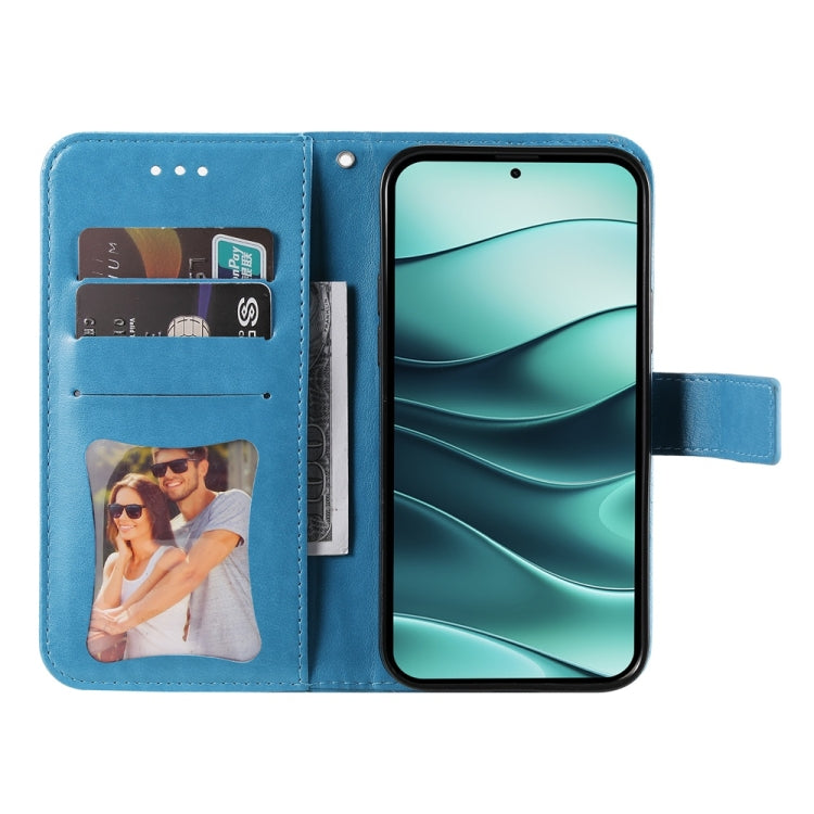 For Redmi Note 14 5G Seven-petal Flowers Embossing Leather Phone Case