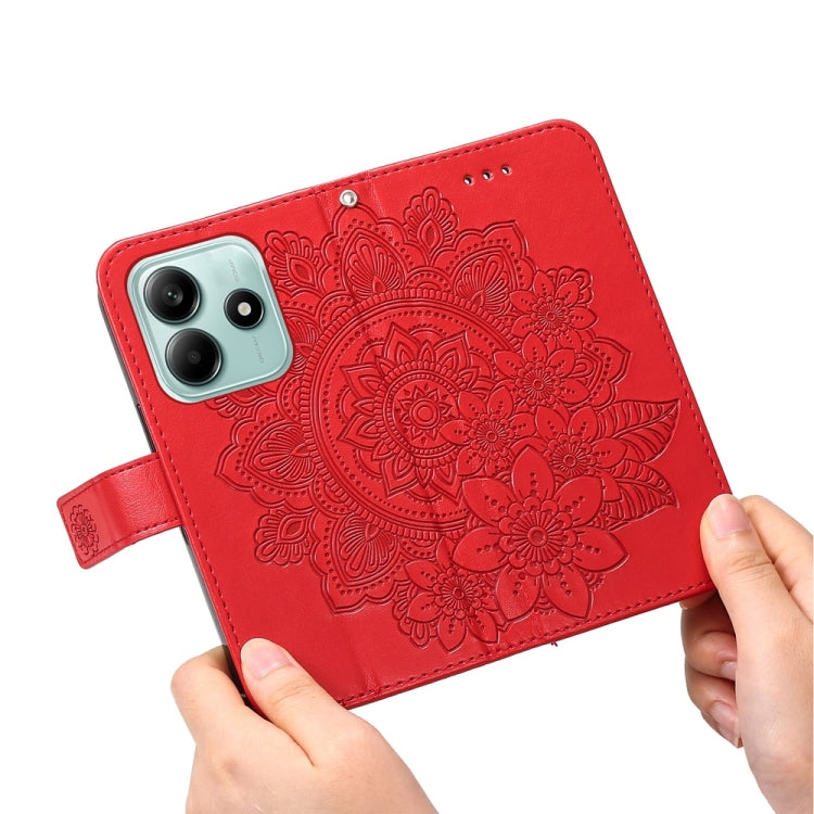 For Redmi Note 14 5G Seven-petal Flowers Embossing Leather Phone Case