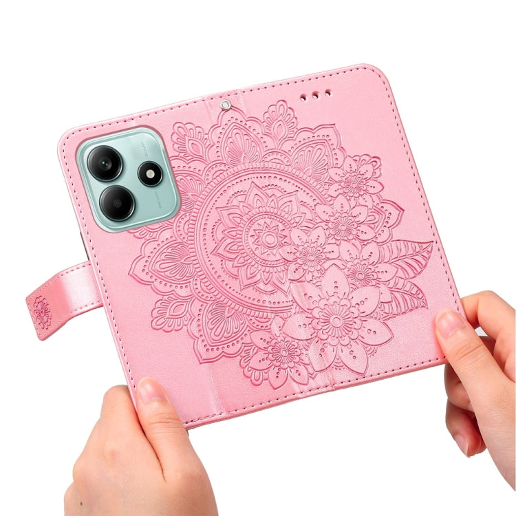 For Redmi Note 14 5G Seven-petal Flowers Embossing Leather Phone Case