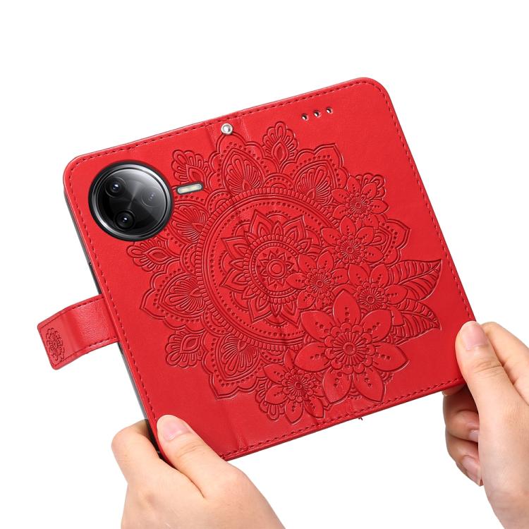 For Redmi K80 Pro Seven-petal Flowers Embossing Leather Phone Case