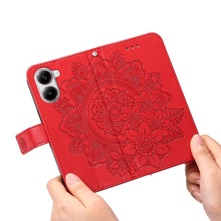For Redmi Turbo 4 / Xiaomi Poco X7 Pro Seven-petal Flowers Embossing Leather Phone Case