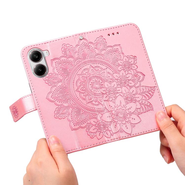 For Redmi Turbo 4 / Xiaomi Poco X7 Pro Seven-petal Flowers Embossing Leather Phone Case