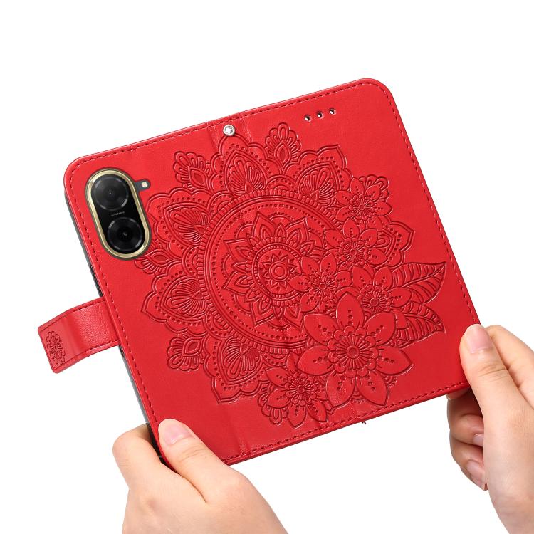 For Redmi A5 4G 173.3mm Seven-petal Flowers Embossing Leather Phone Case