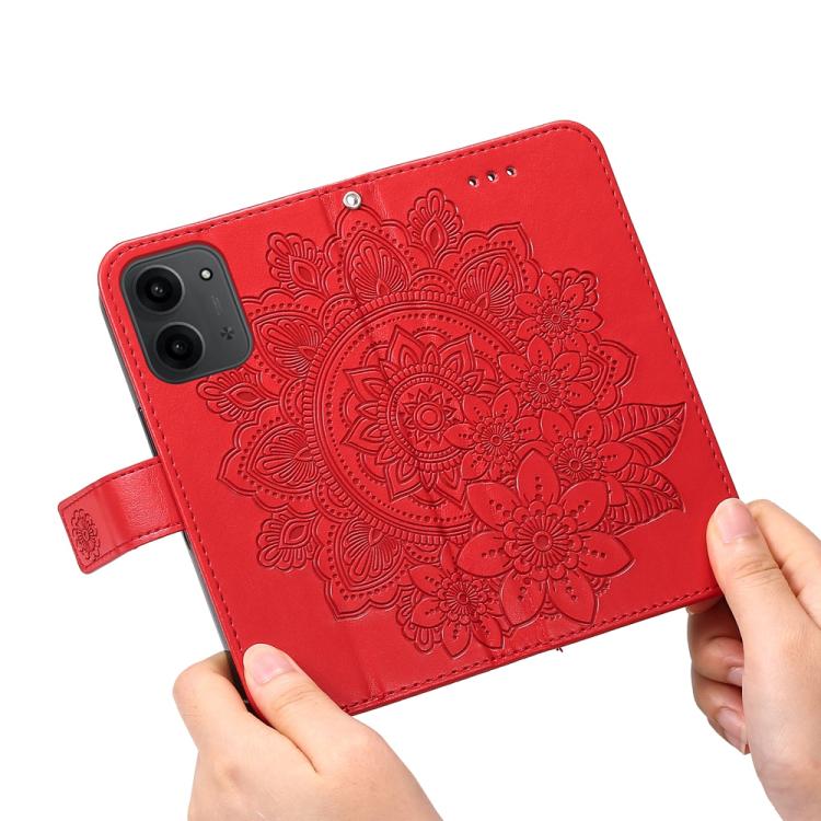 For Redmi 15C 5G / 4G Global 171mm / Poco C85 4G Seven-petal Flowers Embossing Leather Phone Case