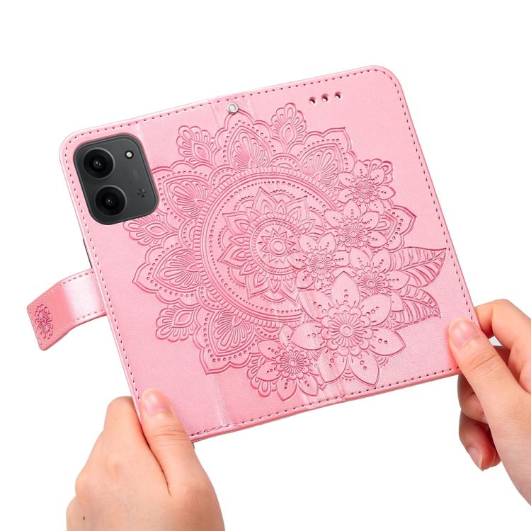 For Redmi 15C 5G / 4G Global 171mm / Poco C85 4G Seven-petal Flowers Embossing Leather Phone Case