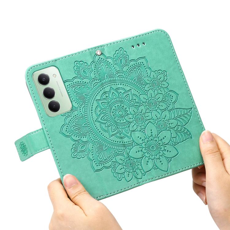 For Redmi 15 5G Global / 15 4G SEA 169.5mm Seven-petal Flowers Embossing Leather Phone Case
