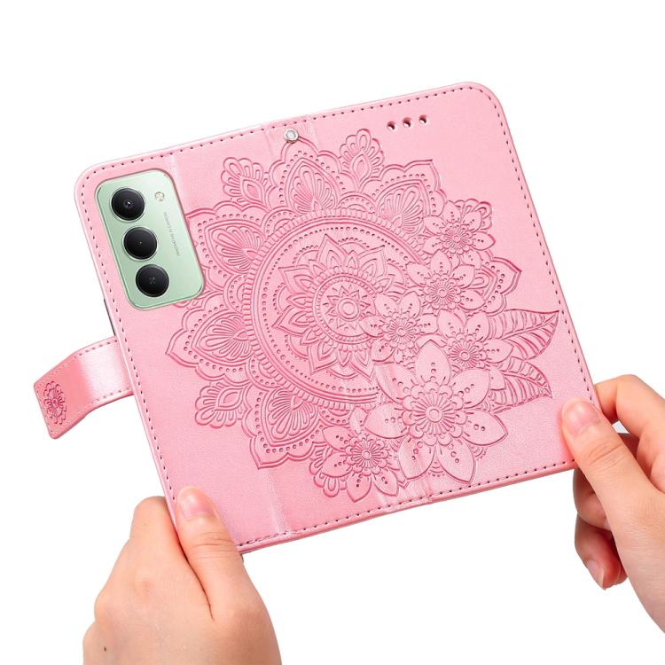 For Redmi 15 5G Global / 15 4G SEA 169.5mm Seven-petal Flowers Embossing Leather Phone Case