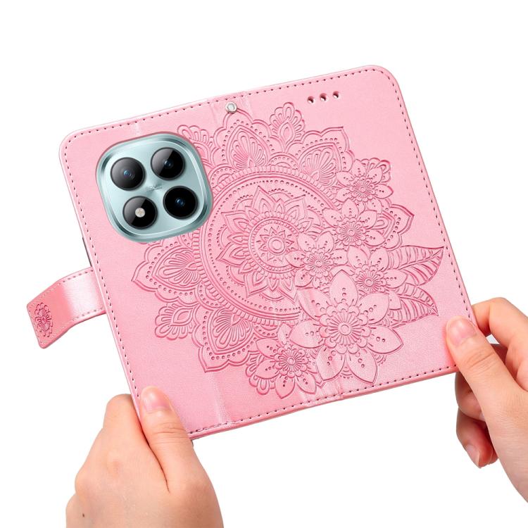 For Redmi Note 15 Pro+ 5G 163.3mm / Poco M8 Pro 5G Seven-petal Flowers Embossing Leather Phone Case