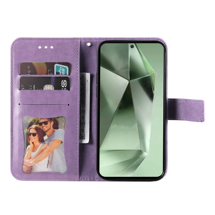 For Samsung Galaxy S24 FE 5G Seven-petal Flowers Embossing Leather Phone Case