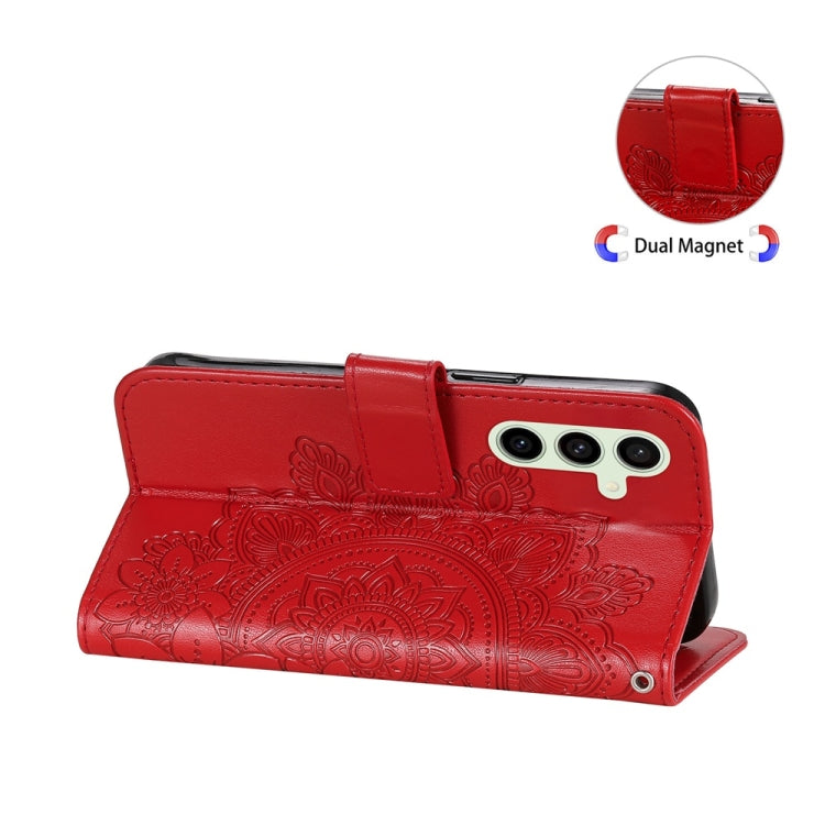 For Samsung Galaxy S24 FE 5G Seven-petal Flowers Embossing Leather Phone Case