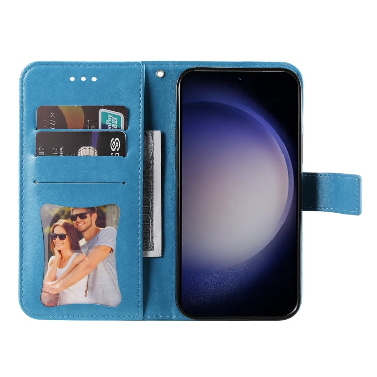 For Samsung Galaxy S25 5G Seven-petal Flowers Embossing Leather Phone Case