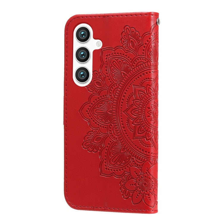 For Samsung Galaxy S25 5G Seven-petal Flowers Embossing Leather Phone Case