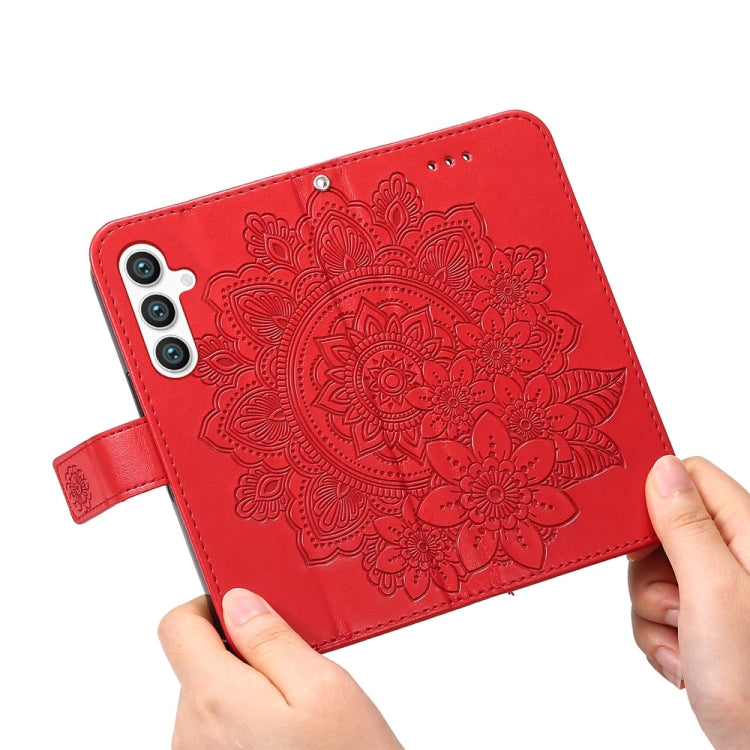 For Samsung Galaxy S25 5G Seven-petal Flowers Embossing Leather Phone Case