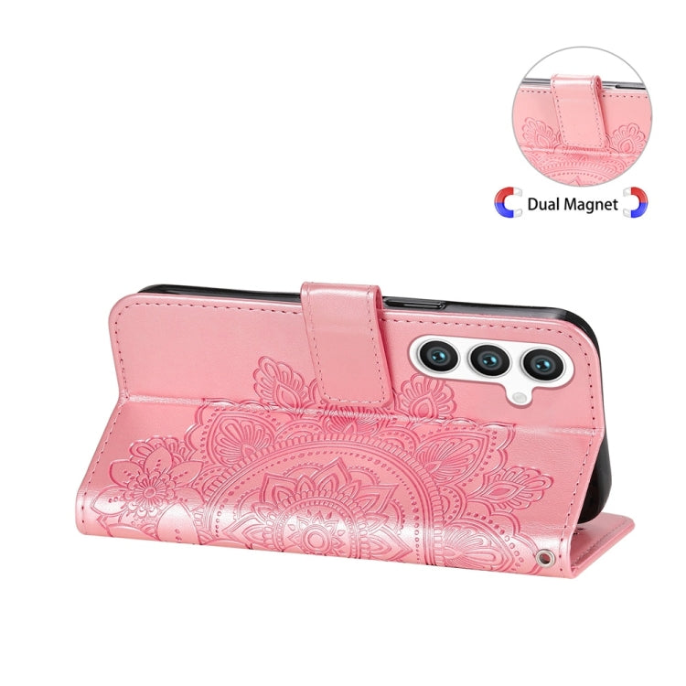 For Samsung Galaxy S25 5G Seven-petal Flowers Embossing Leather Phone Case