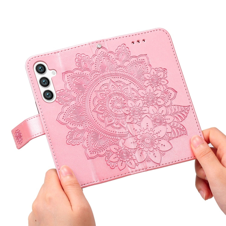 For Samsung Galaxy S25 5G Seven-petal Flowers Embossing Leather Phone Case