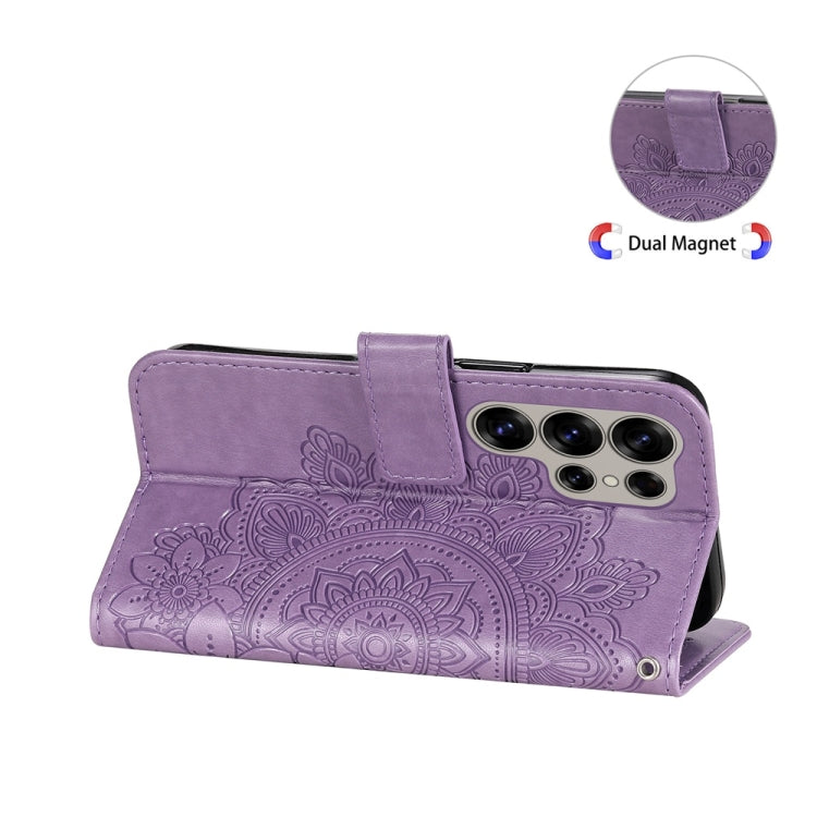 For Samsung Galaxy S25 Ultra 5G Seven-petal Flowers Embossing Leather Phone Case