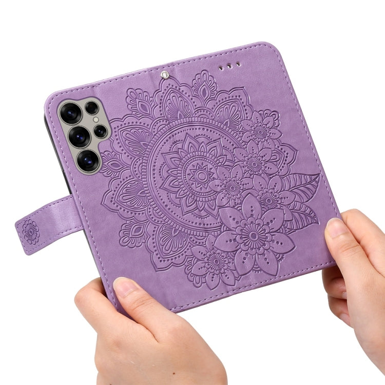For Samsung Galaxy S25 Ultra 5G Seven-petal Flowers Embossing Leather Phone Case