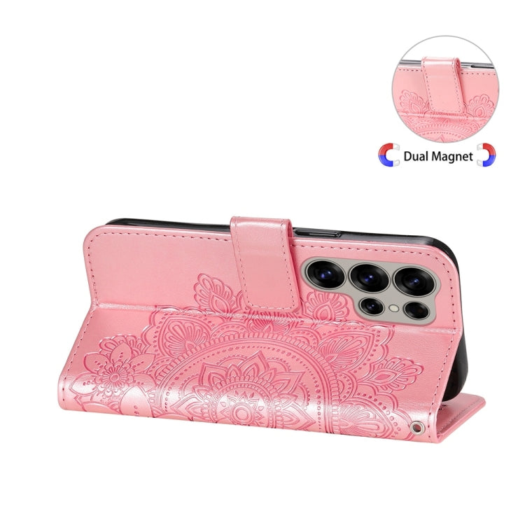 For Samsung Galaxy S25 Ultra 5G Seven-petal Flowers Embossing Leather Phone Case