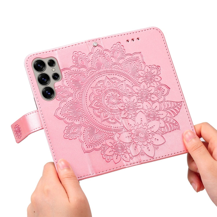 For Samsung Galaxy S25 Ultra 5G Seven-petal Flowers Embossing Leather Phone Case