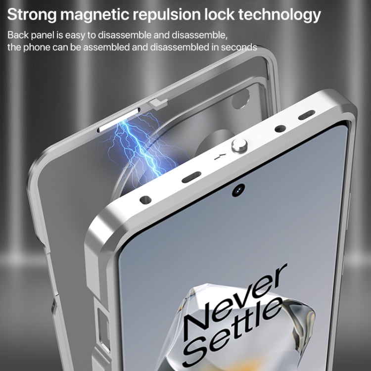 For OnePlus 13 Snap Buckle Single-sided Metal Frame Frosted Phone Case