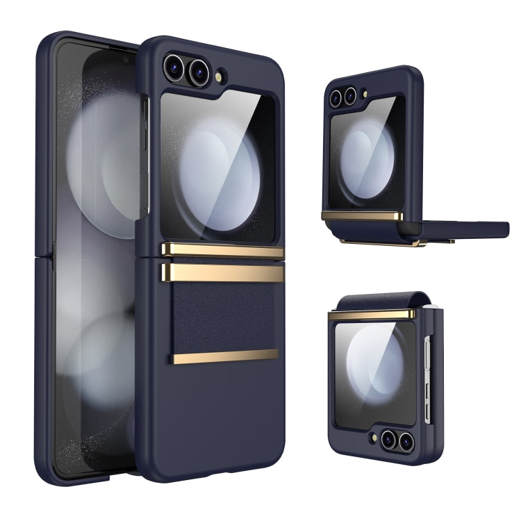 For Samsung Galaxy Z Flip4 5G Hardware Foldable Leather Shockproof Phone Case