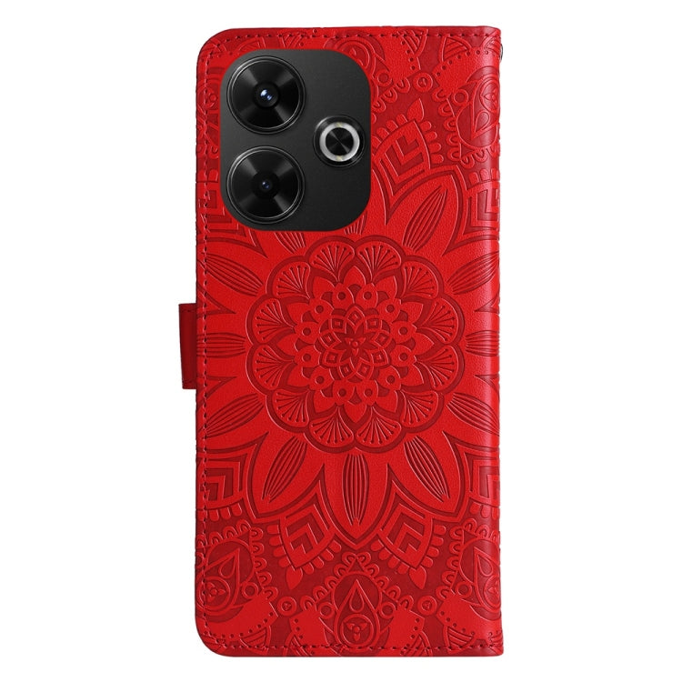 For Redmi 13 4G / Redmi Note 13R Embossed Sunflower Leather Phone Case