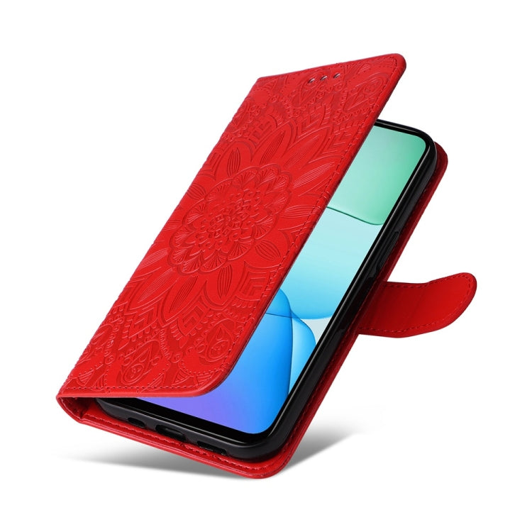 For Redmi 13 4G / Redmi Note 13R Embossed Sunflower Leather Phone Case