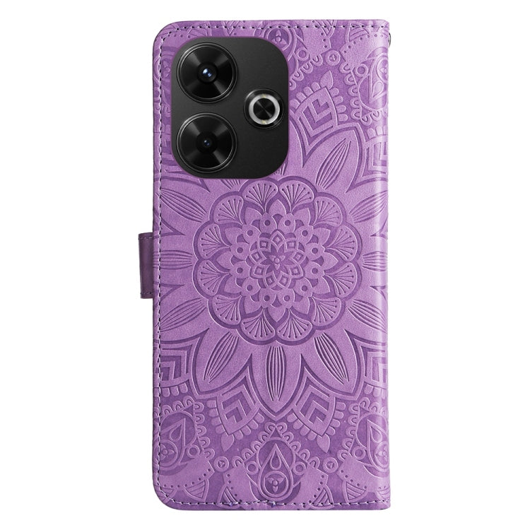 For Redmi 13 4G / Redmi Note 13R Embossed Sunflower Leather Phone Case